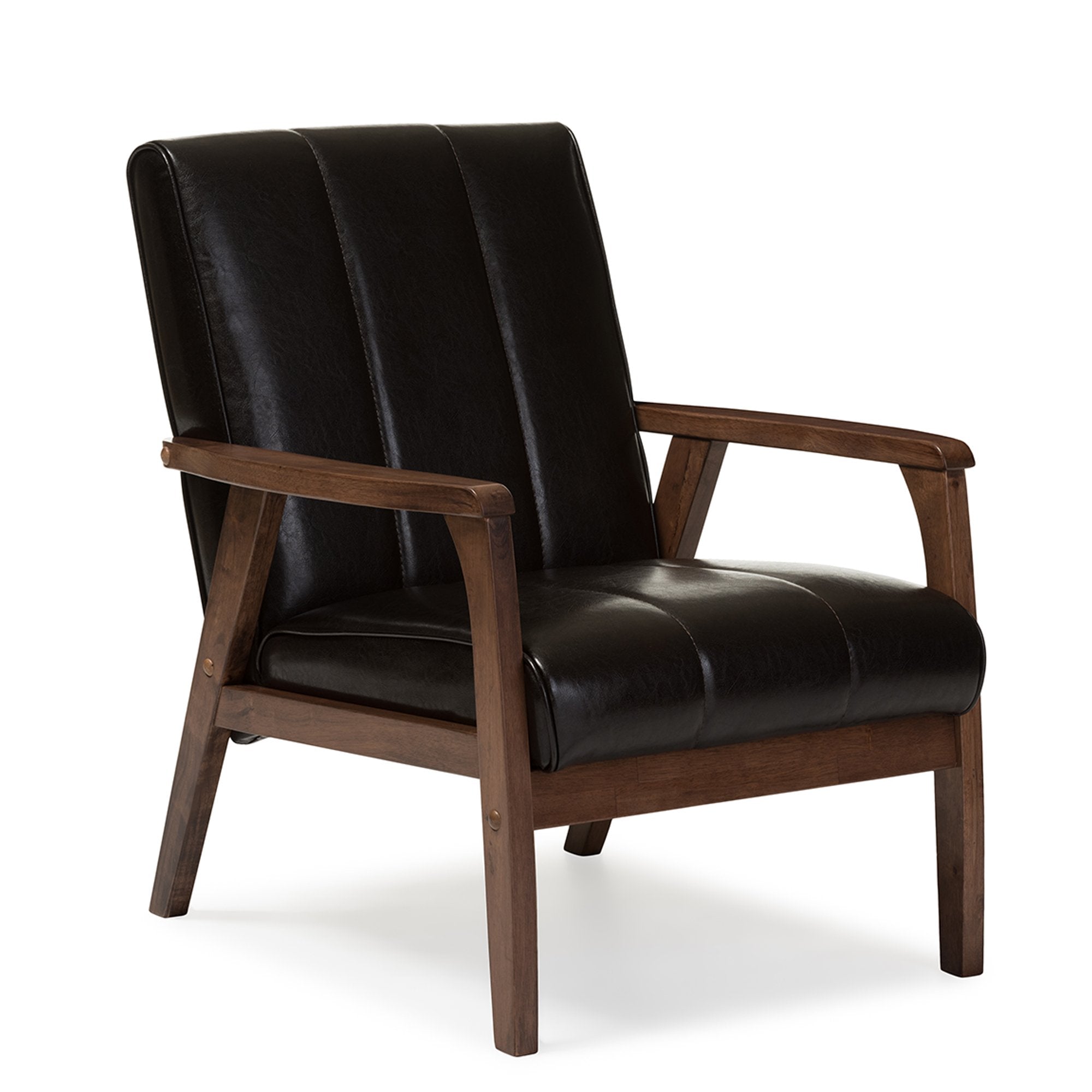 Baxton Studio BBT8011A2-Brown Living-Room-Chairs, Medium, Leather, Dark Brown