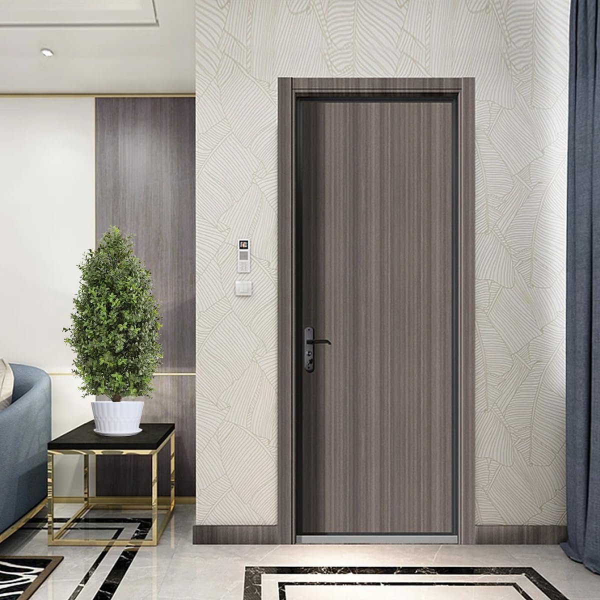 30'' Tall Artificial Boxwood Topiary, 2 Pcs Outdoor Ready Artificial Boxwood Topiaries Trees, Natural Looking Fake Potted Shrubs