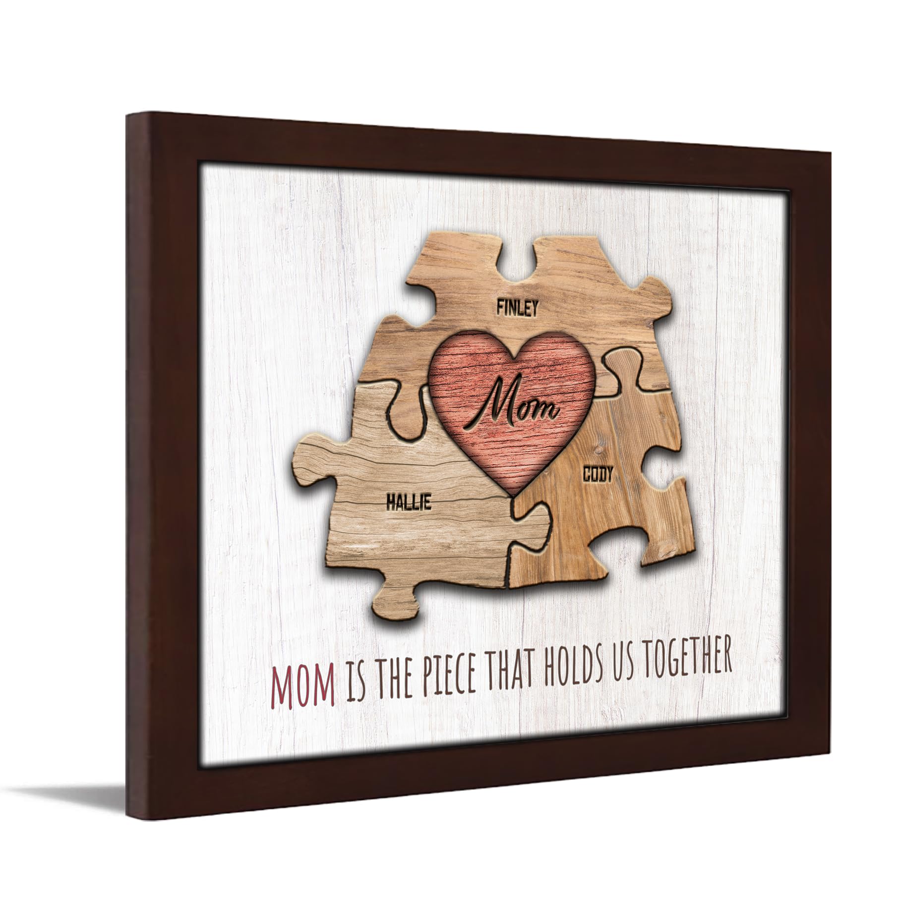 Personal-Prints MOM & Children Personalized HEART Puzzle Wall Art | Unique Customized with up to 8 Names | Mothers Day, Birthday