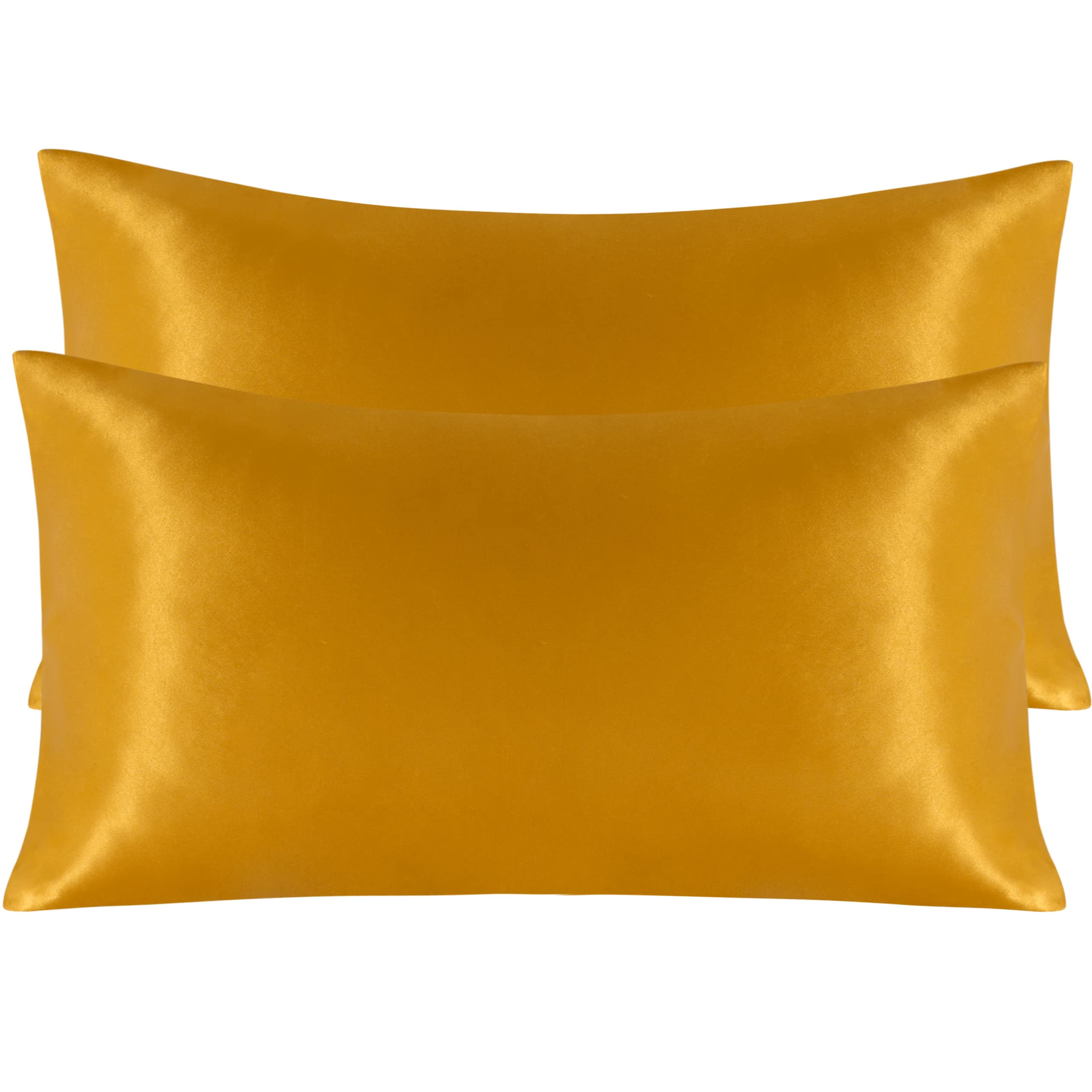 Ntbay 2 Pack Satin King Pillowcases For Hair And Skin, Luxurious And Silky Pillow Cases With Envelope Closure, 20X40 Inches, Gol