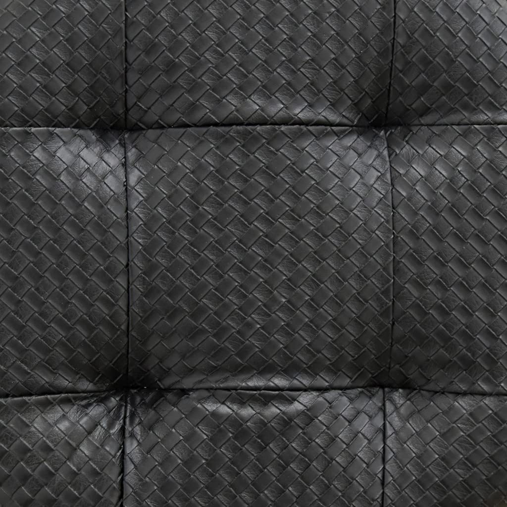 HomeRoots Black + Matte Gold Metal + Faux Leather w/Polyurethane Foam Pad 17' Black Tufted Faux Leather and Gold Stool