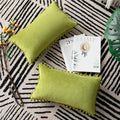 Dezene Couch Pillow Cases 12X20 Chartreuse: 2 Pack Cozy Soft Pom-Poms Velvet Rectangular Throw Pillow Covers For Farmhouse Home