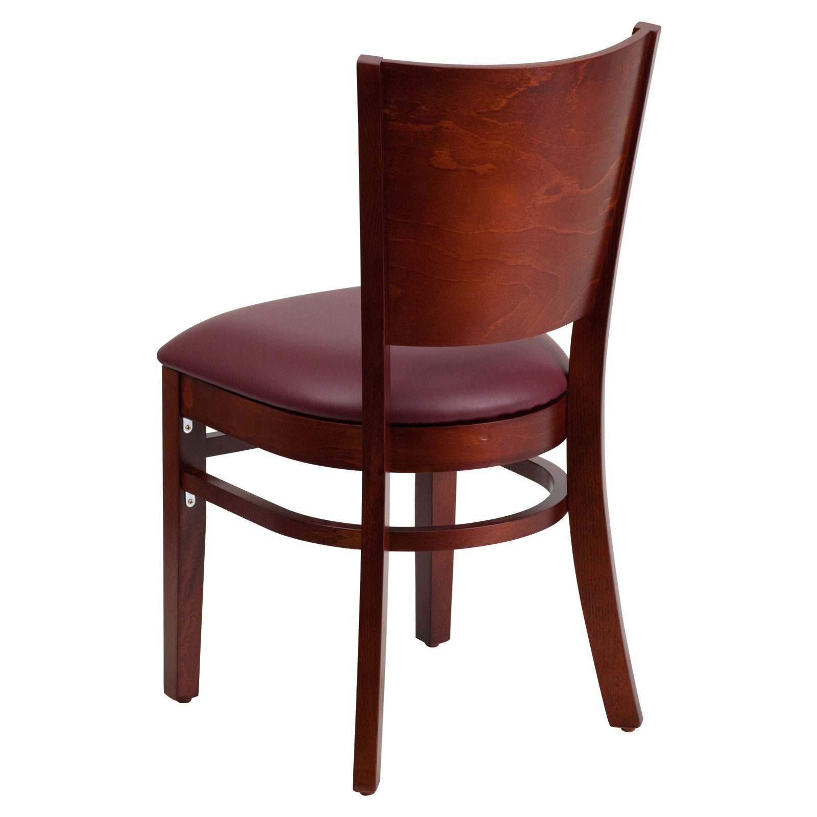 Flash Furniture Lacey Series Solid Back Mahogany Wood Restaurant Chair - Burgundy Vinyl Seat