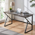 HSH Industrial Home Office Desk, Metal and Wood Computer Desk, Rustic Vintage Soho Work Study Writing Table, Modern PC Desk for 