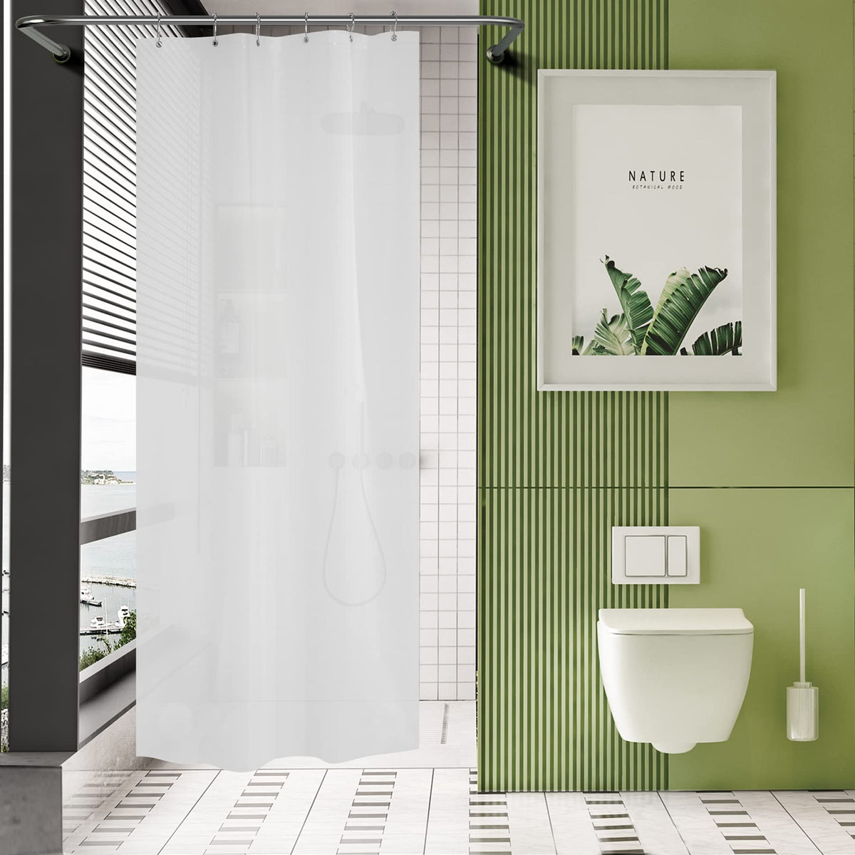 Amazerbath Plastic Small Shower Curtain, 36 X 72 Narrow Frosted Shower Curtain, Peva Heavy Duty Thick Stall Shower Curtain, Stan