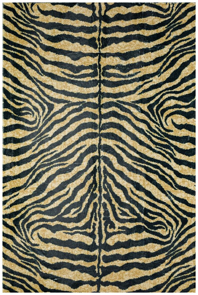 Dalyn Rugs Akina Zebra Animal Print Ak1 Faux Fur Gold 2'3&quot; X 7'6&quot;