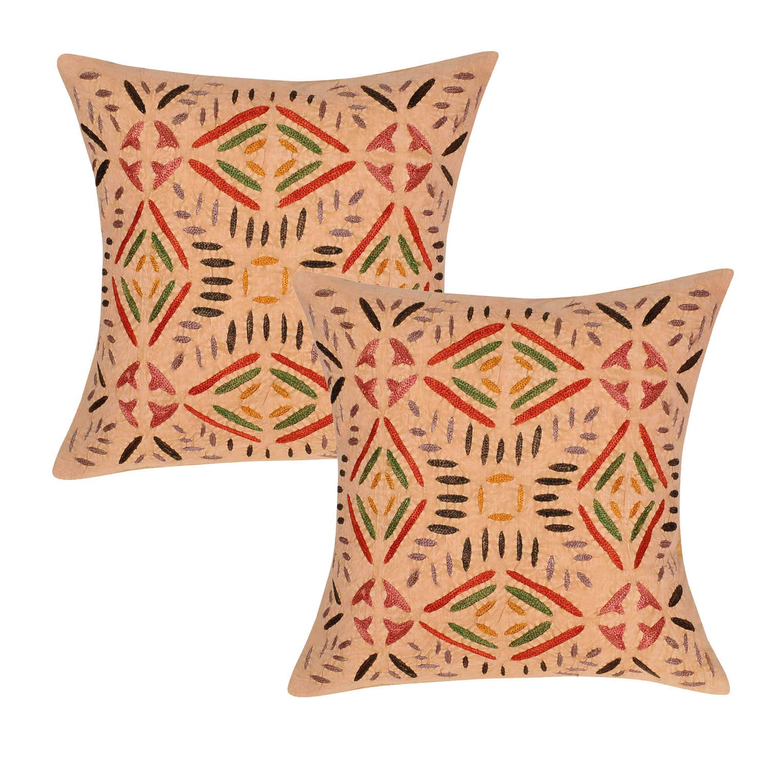 Lalhaveli Home Decorative Cotton Cut Work Design Handmade Cushion Cover (16X16 Inch,Multi)