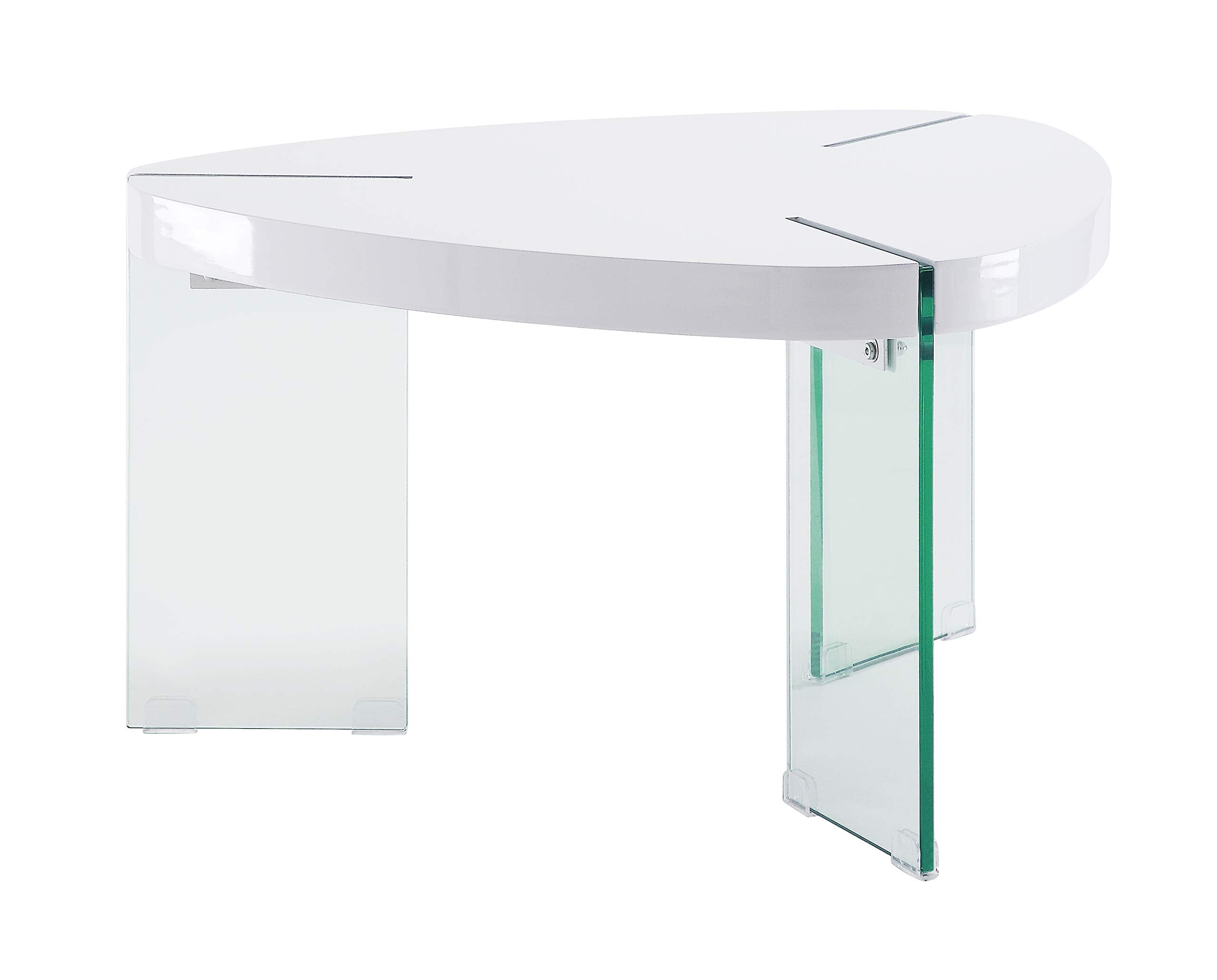 Acme Noland Coffee Table in White High Gloss & Clear Glass