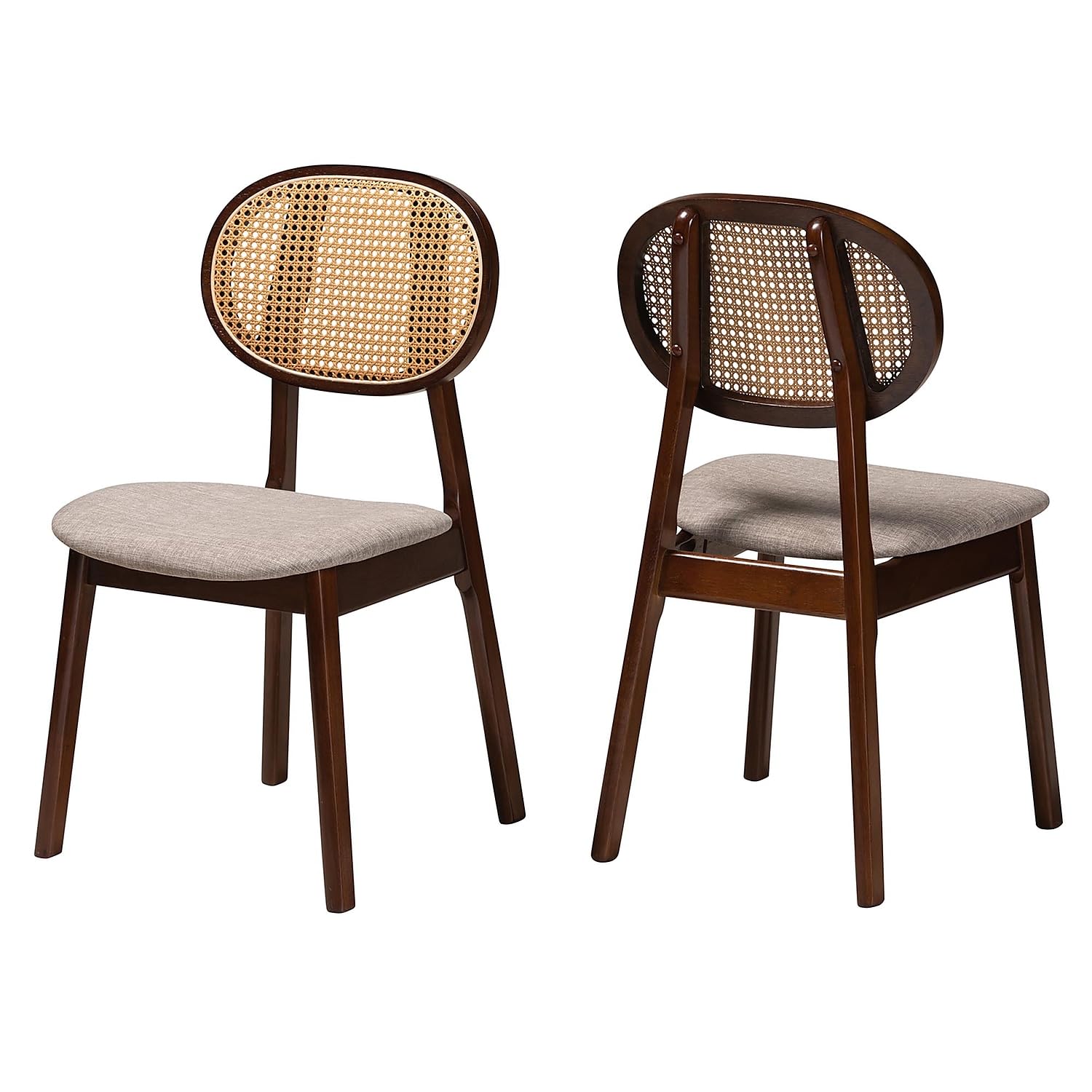 Baxton Studio Darrion Mid-Century Fabric Dining Chair, Grey/Walnut Brown/Light Brown, 2/Set (234-2P-13291-HT)