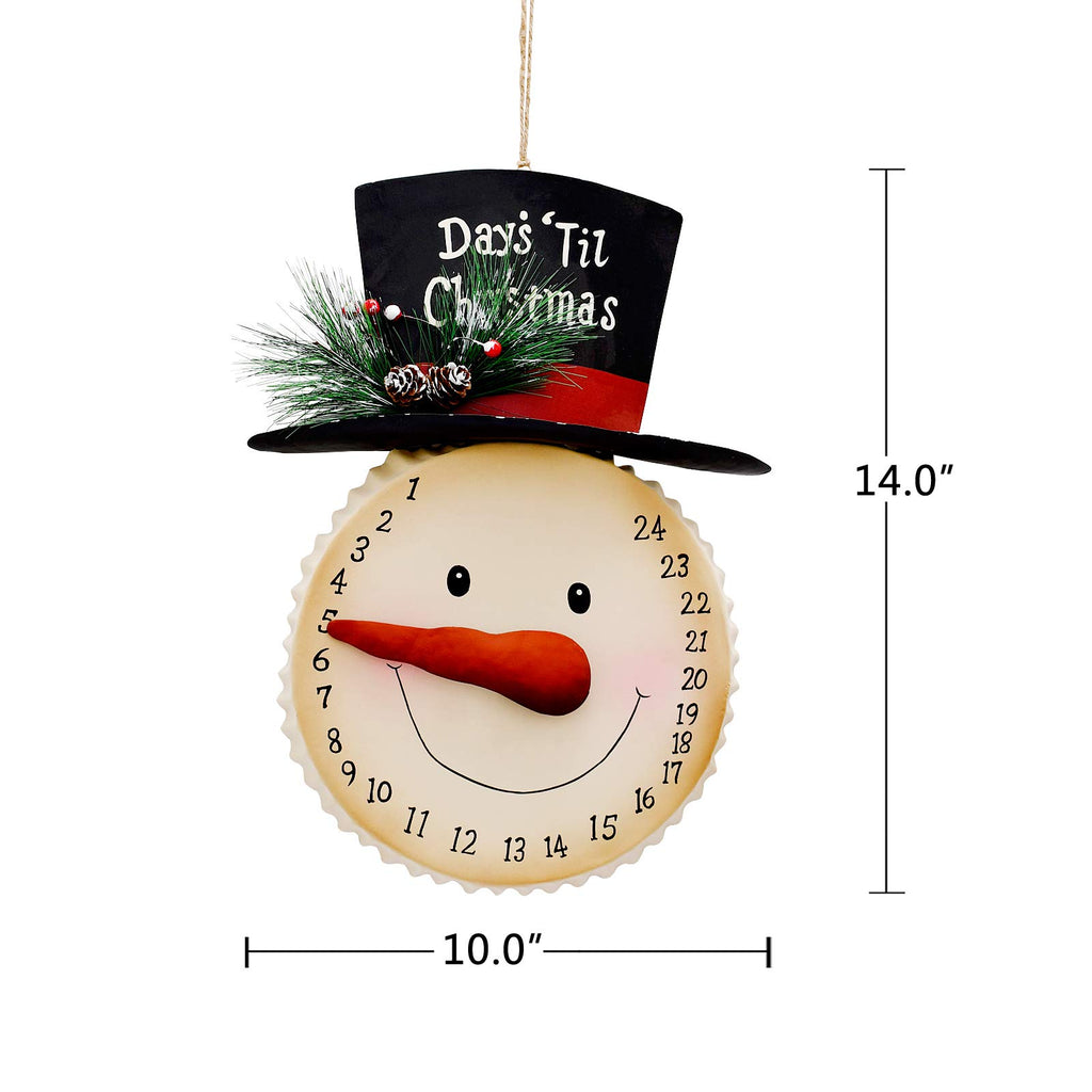 E-View Hanging Snowman Christmas Advent Calendar Countdown, Metal Xmas Ornament For Door Wall, Indoor Outdoor Holiday Decor Days