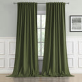 DUALIFE Olive Dark Green Curtains 120 Length 2 Panels, Blackout Curtains Thermal Insulated Window Treatment Room Darkening Drape