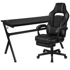 Flash Furniture Optis Gaming Desk with Cup Holder/Headphone Hook/Removable Mousepad Top & Black Reclining Back/Arms Gaming Chair with Footrest