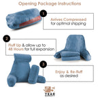 Nestl Reading Pillow Large Bed Pillow, Back Pillow For Sitting In Bed Shredded Memory Foam Chair Pillow, Reading & Bed Rest Pillows Blue Heaven Back Pillow For Bed, Bed Chair Arm Pillow With Pockets