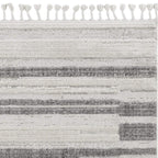 HomeRoots 5' X 8' Ivory Or Grey Abstract Brushstrokes Indoor Area Rug with Fringe