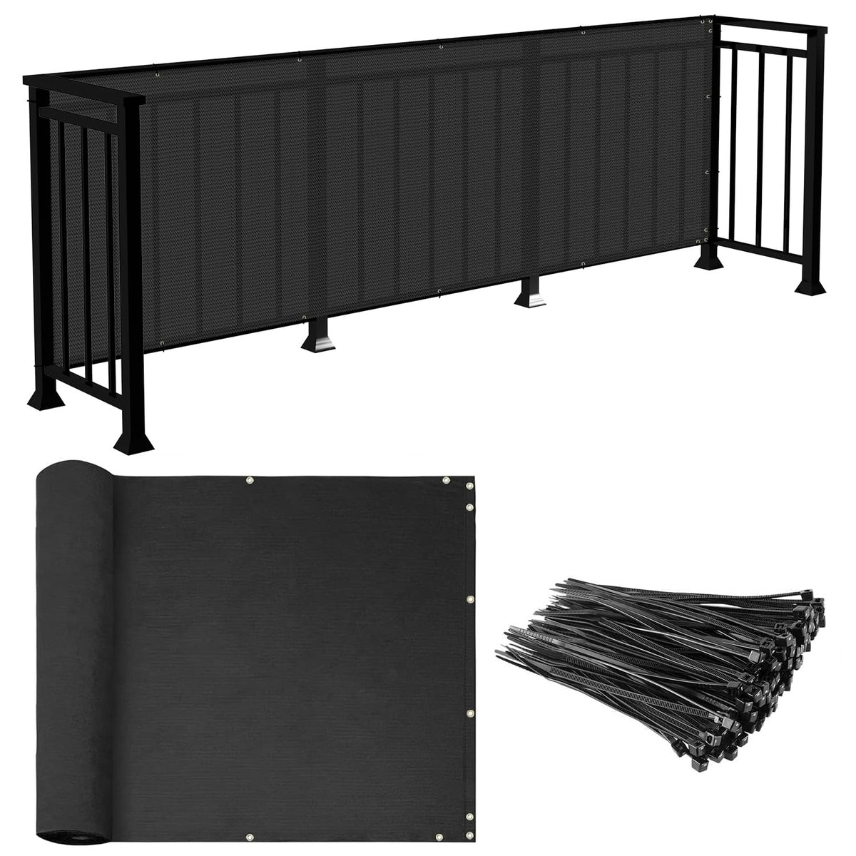 E&K Sunrise   3 ' X 25 ' Balcony Privacy Fence Screen Cover With Zip Ties Outdoor Screen Fence Uv Protection For Deck Patio Back