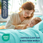 Shilucheng 100% Cotton King Size Sheets Set - 600 Thread Count,Luxury Egyptian Cotton Bed Sheets,5-Star Hotel Quality Sheets, Breathable & Cooling, 16 Inch Deep Pocket - 4 Piece (Seafoam, King)