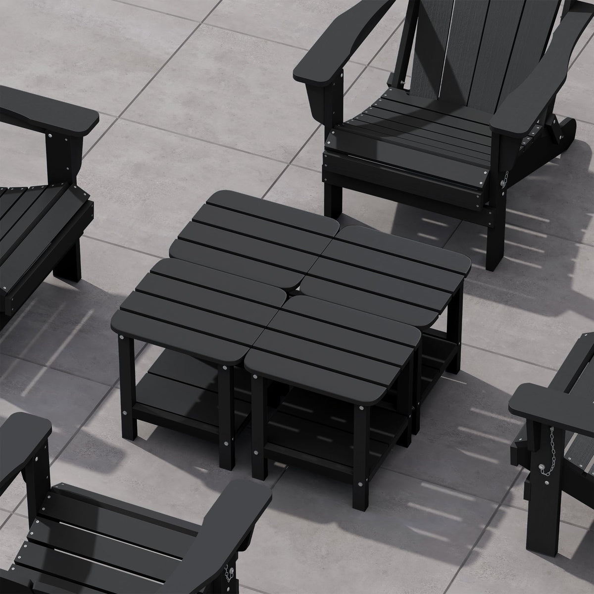 Serwall Double Adirondack Side Set Of 4, Table Rectangular End Table, Black
