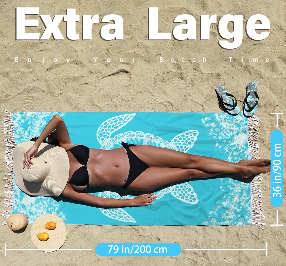 2 Pack Turkish Beach Towel Quick Dry Absorbent Cotton Lightweight Thin Bathroom Bath Pool Swim Towels Extra Large Oversized Sand