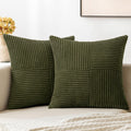 Miulee Olive Green Corduroy Pillow Covers Pack Of 2 Boho Decorative Spliced Throw Pillow Covers Soft Solid Couch Pillowcases Cro