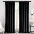 Nanbowang Blackish Velvet Blackout Curtains 120 Inches Long Light Blocking Rod Pocket Window Curtain Panels Heat Insulated Curta