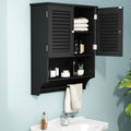 Choochoo Bathroom Wall Cabinet With Towels Bar, 23.6' L X7.9 W X27.5 H Mdf Material Medicine Cabinet, 2 Doors Over The Toilet Space Saver Storage Cabinet With Large Space, Black