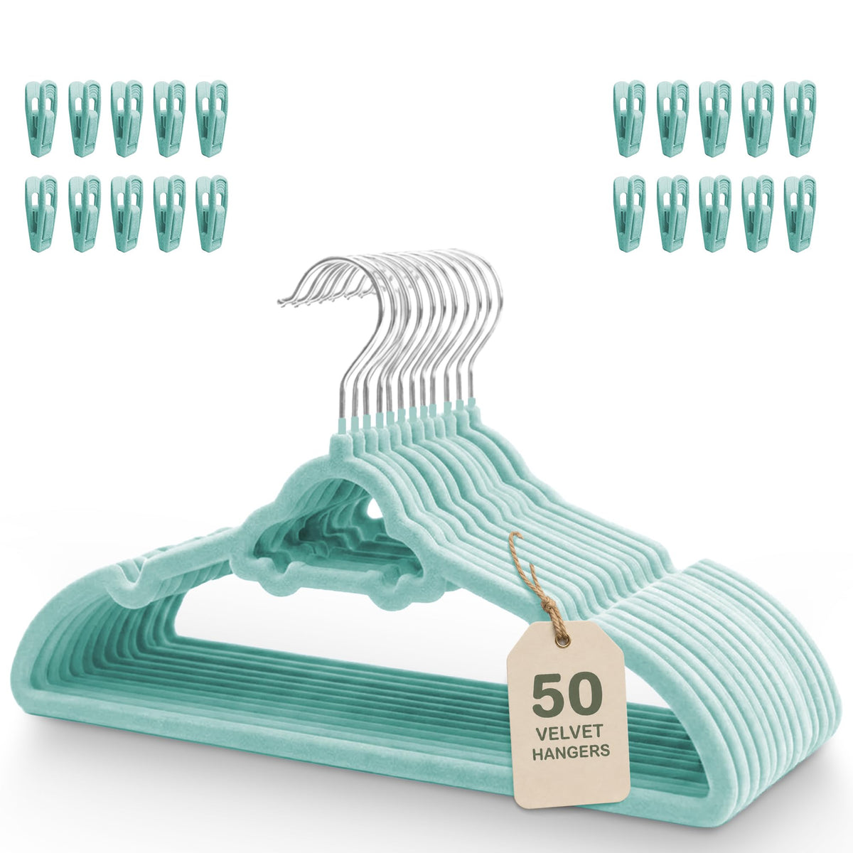 Lylnest Kids Velvet Hangers with Clips, 50 Pack for Toddler to Youth
