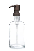 Rail19 Small Recycled Glass Soap Dispenser with Metal Pump - for Body Moisturizer, Liquid Hand Soap & Aromatherapy, 8oz (Farmhou