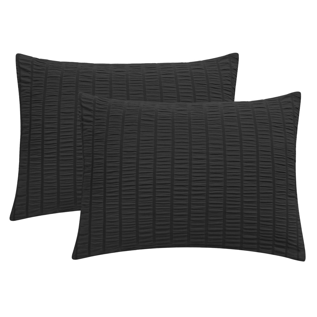 Jellymoni Black Pillowcases King Size, Seersucker Pillowcase Set Of 2, Soft & Breathable Pillow Covers With Envelope Closure (Pi