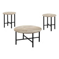 Monarch Specialties Coffee Set of 3 for Living Room Round Metal Legs includes Cocktail 2 End Ocassional Table Set, Taupe