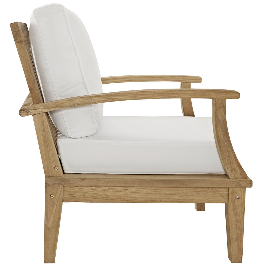 Modway Eei-1475-Nat-Whi-Set Marina Premium Grade A Teak Wood Outdoor Patio Furniture Set, 3 Piece, Natural White