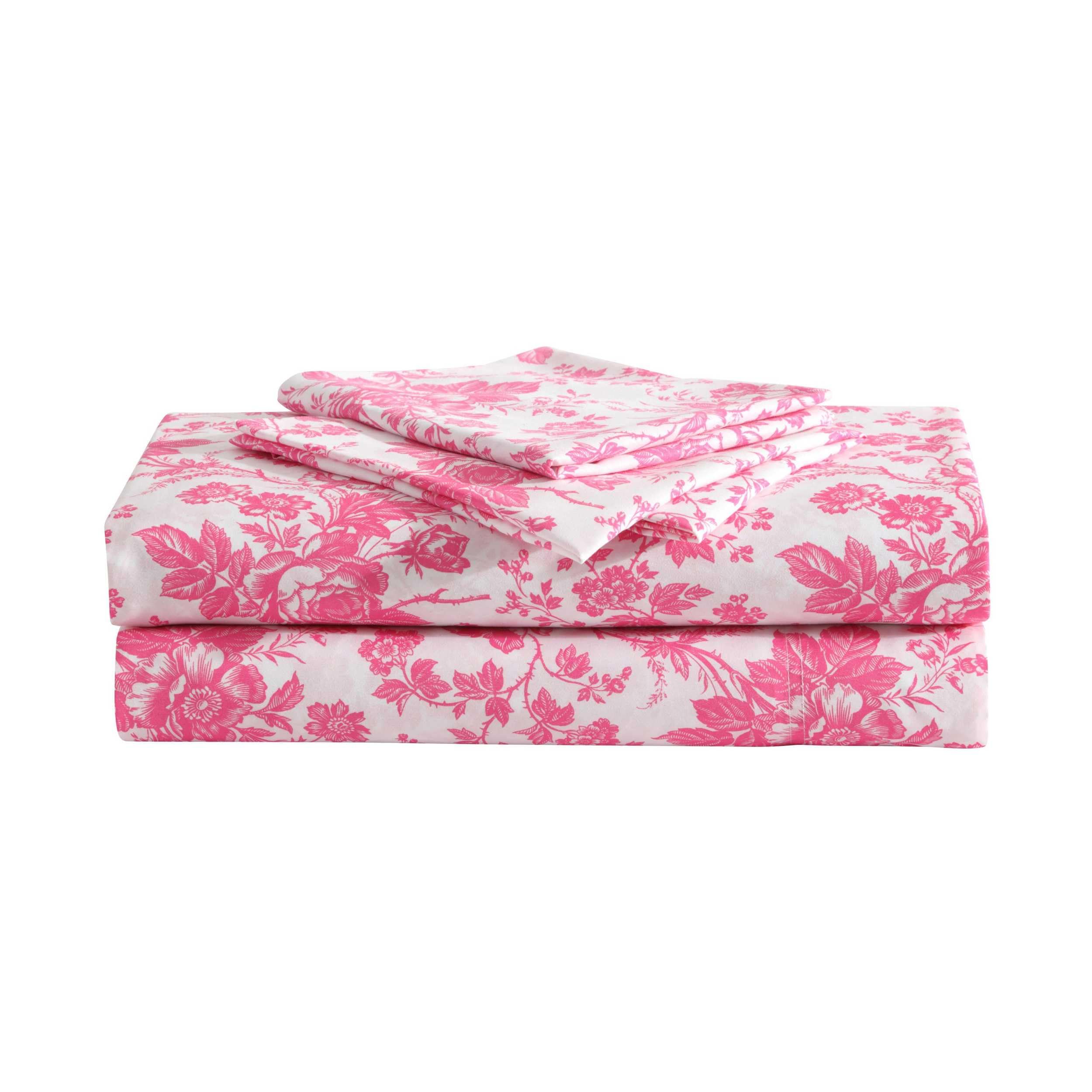 Betsey Johnson - Twin Sheets, Soft & Lightweight Bedding, Fade & Wrinkle Resistant, Ideal Valentine'S Day Gifts (Betseys Toile Pink, Twin)