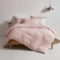 Mildly Super Soft Duvet Cover - 100% Washed Microfiber Pink Comforter Cover Set 3 Pieces With Zipper Closure & Corner Ties (No C
