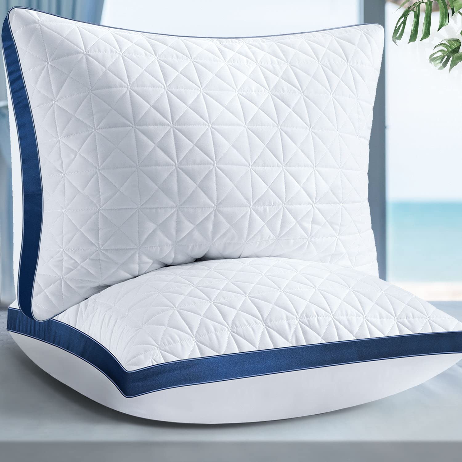 Slybear King Size Pillows Set Of 2 - Cooling Hotel Luxury Bed Pillows For Sleeping 2 Pack, Supportive Breathable Down Alternativ