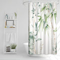 Ruelvth Stall Shower Curtain, Green Bamboo Small Shower Curtain Set Waterproof Fabric Aesthetic Green and White Botanical Bathro