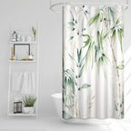 Ruelvth Stall Shower Curtain, Green Bamboo Small Shower Curtain Set Waterproof Fabric Aesthetic Green and White Botanical Bathro