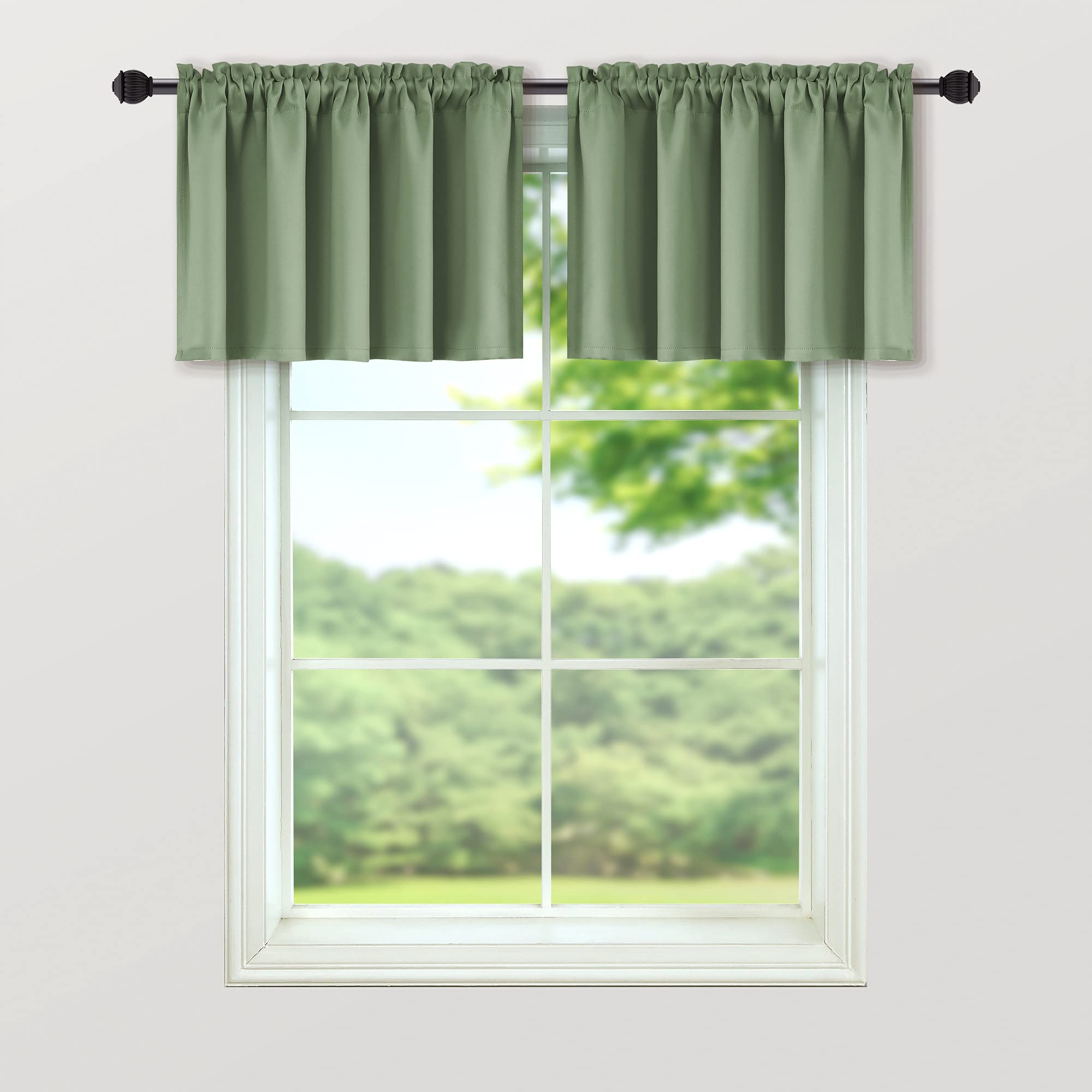 Sage Green Bathroom Curtains Window Valance Room Darkening Blackout Valances For Kitchen Living Room Bedroom 52 X 18 Inch Length