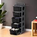 Kuber Industries 5 Layer Heavy Duty Plastic Storage Drawer With Wheels | Modular Cabinet For Bedroom, Office, Home | Chest Of Dr