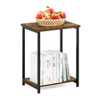 Furinno Simplistic Metal Frame End Table, 1-Pack, Amber Pine