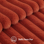 Decoruhome Faux Fur Throw Pillow Covers 20X20 Set Of 2, Decorative Soft Plush Striped Couch Pillow Covers With Velvet Back For Sofa, Bed, Living Room, Rust