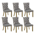 Velvet Dining Chairs Set Of 6, Kitchen & Dining Room Chairs, Upholstered Dining Chairs With Back Ring Pull And Golden Solid Wood