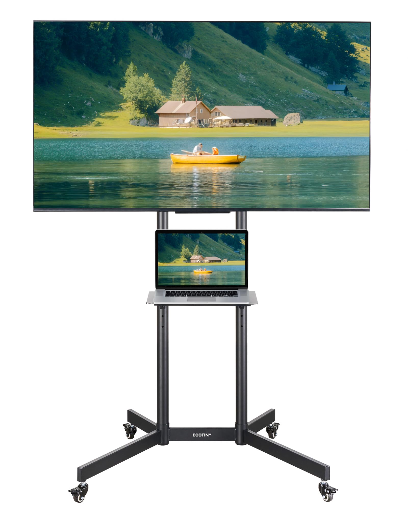Ecotiny Heavy-Duty Mobile Tv Cart For 32-85 ' Screens - Total 187 Lbs Load Capacity (154 Lbs Tv + 33 Lbs Shelf), Stable Rolling