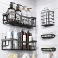 Istar 5 Pcs Wall Mounted Self Adhesive Bathroom Shelf Set With Toothbrush Holder & Hooks | RustProof Shower Caddy |Multipurpose