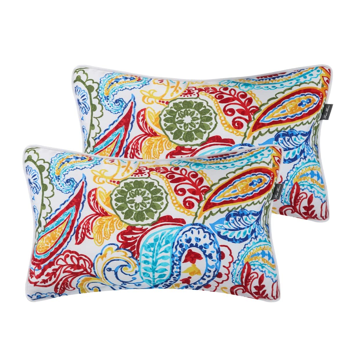 Funhome Waterproof Outdoor Lumbar Pillows For Patio Furniture,12 X20 Inch Decorative Pillows Set Of 2,With Insert,Hidden Zipper