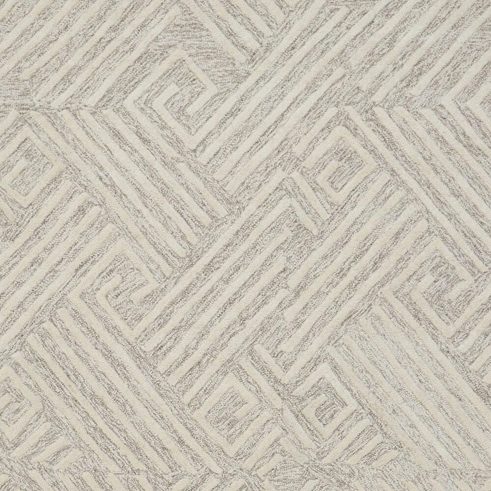 HomeRoots 511865 10 x 13 ft. Tan & Ivory Wool Geometric Hand Tufted Handmade Stain Resistant Rectangle Area Rug