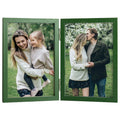 4x6 Double Hinged Frames, 2 Folding Picture Frame, Stand Vertically on Desktop or Tabletop, Green