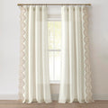 Lush Decor Scallop Edge Lace Border Window Curtain Panel, Single, 52 W x 84 L, Off White & Neutral  Lace Curtains  Scalloped