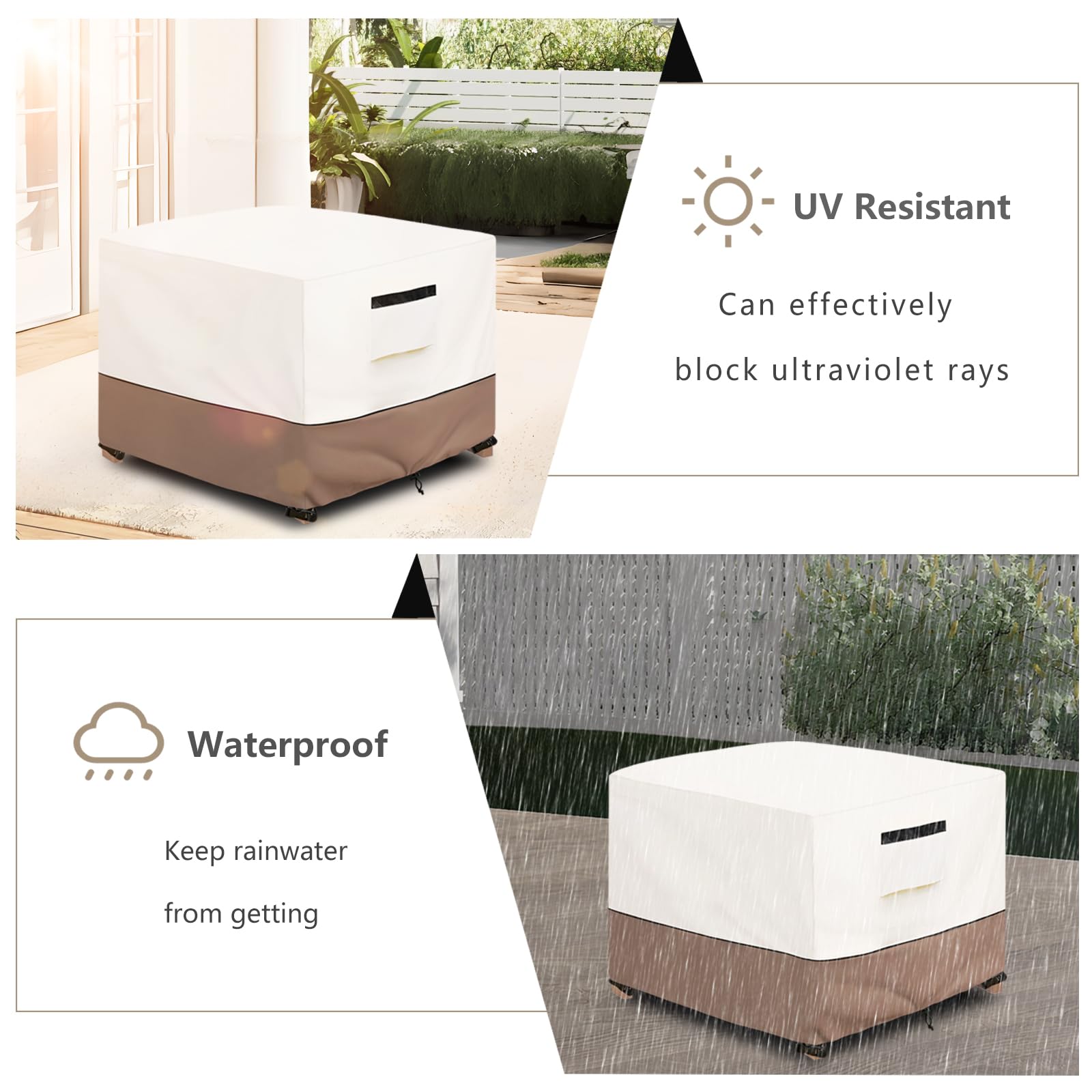 Solotoo Patio Ottoman Cover Waterproof Square Outdoor Ottoman Cover,32W X 32D X 18H Inches Patio Furniture Covering Protector Ou
