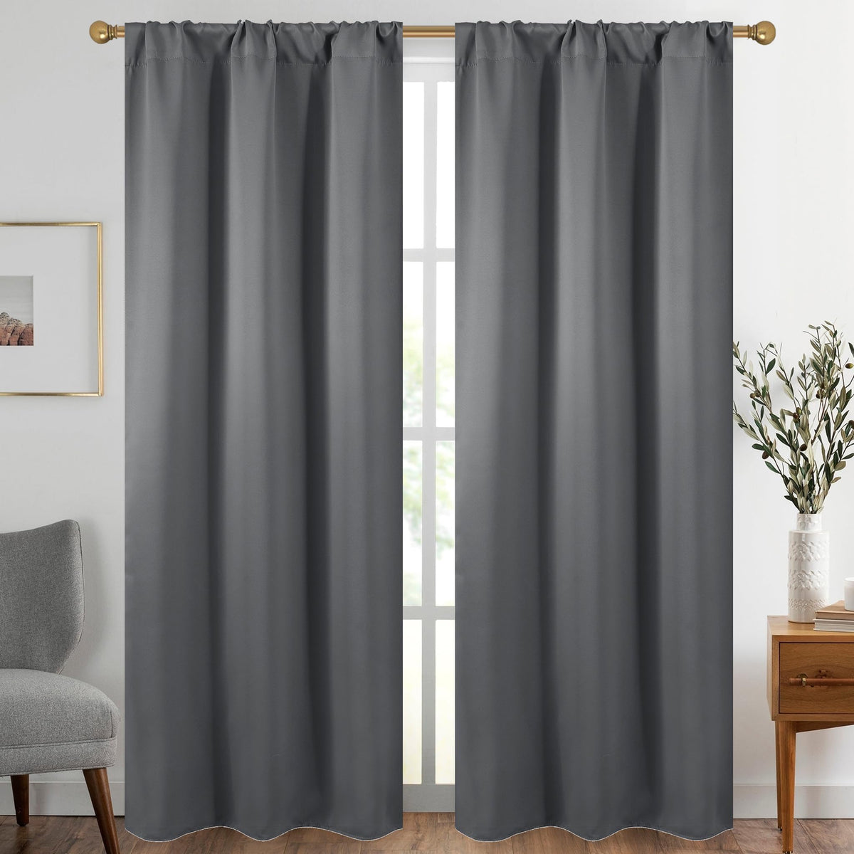 Diraysid Gray Blackout Curtains For Bedroom And Living Room Thermal Insulated Room Darkening Curtains Drapes, 42 X 84, 2 Panels
