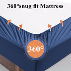 Bamboo Viscose Fitted Sheet 1 Pack Twin Size Only,400 Thread Count,8-16'' Deep Pocket,Bottom Sheet Colorfast Soft & Silky & Brea