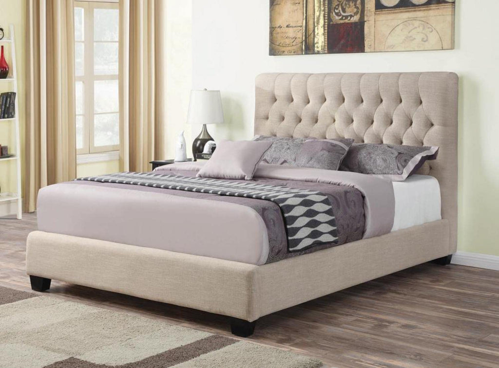 Coaster Home Furnishings 300007Q Upholstered Bed, Oatmeal